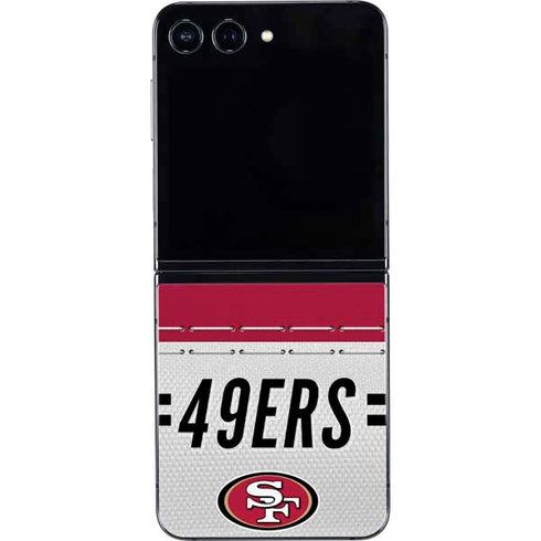 NFL San Francisco 49ers White Striped Galaxy Z Flip5 5G Skin
