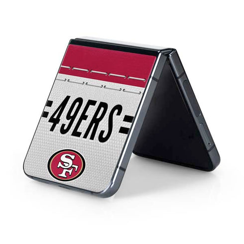NFL San Francisco 49ers White Striped Galaxy Z Flip5 5G Skin