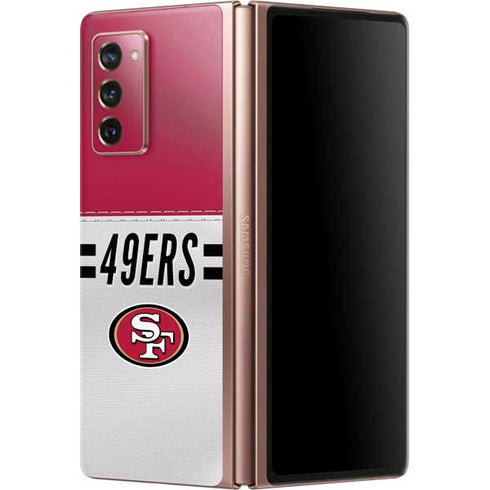 NFL San Francisco 49ers White Striped Galaxy Z Fold2 5G Skin