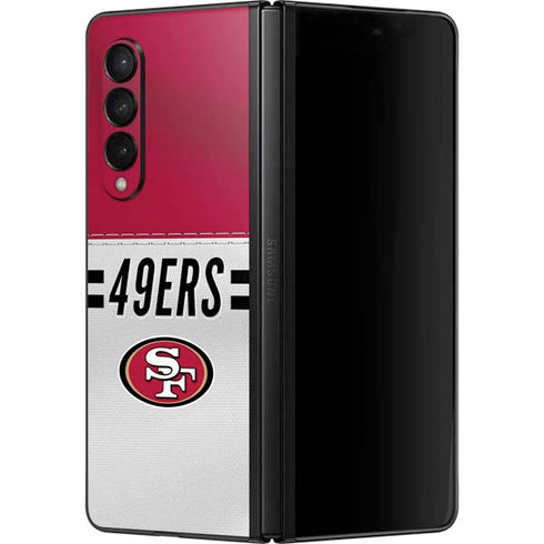 NFL San Francisco 49ers White Striped Galaxy Z Fold3 5G Skin