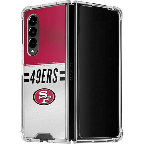 NFL San Francisco 49ers White Striped Galaxy Z Fold4 5G Clear Case