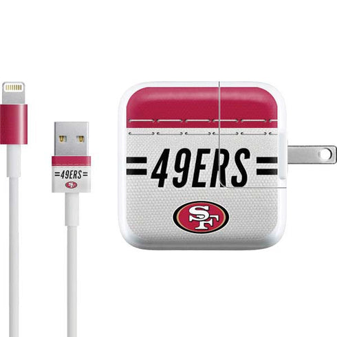 NFL San Francisco 49ers White Striped iPad Charger (10W USB) Skin
