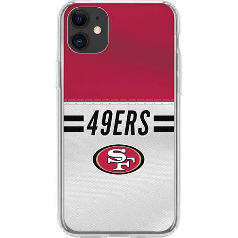 NFL San Francisco 49ers White Striped iPhone 11 Clear Case