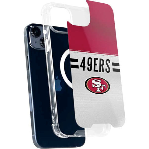 NFL San Francisco 49ers White Striped iPhone 13 MagSafe Case