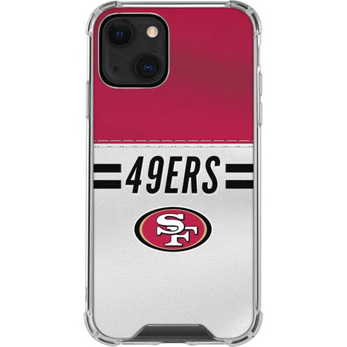 NFL San Francisco 49ers White Striped iPhone 13 Mini Clear Case