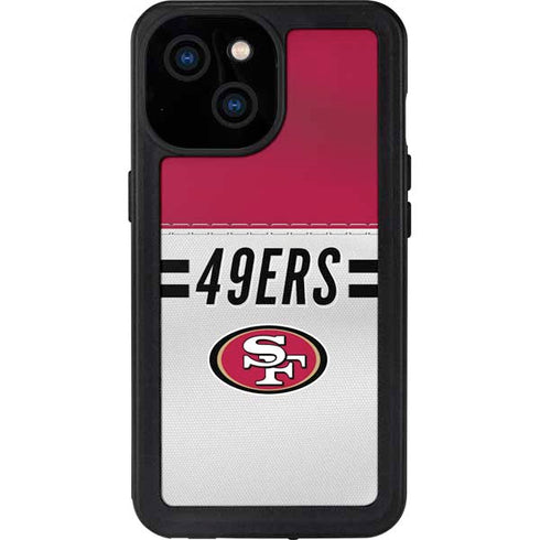 NFL San Francisco 49ers White Striped iPhone 13 Mini Waterproof Case