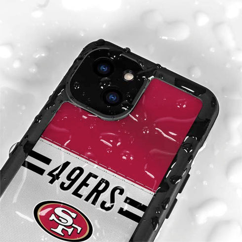 NFL San Francisco 49ers White Striped iPhone 13 Mini Waterproof Case