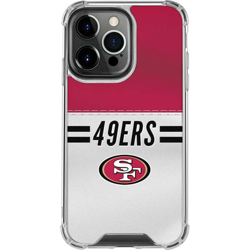NFL San Francisco 49ers White Striped iPhone 13 Pro Clear Case