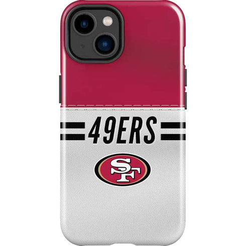 NFL San Francisco 49ers White Striped iPhone 14 Plus Impact Case