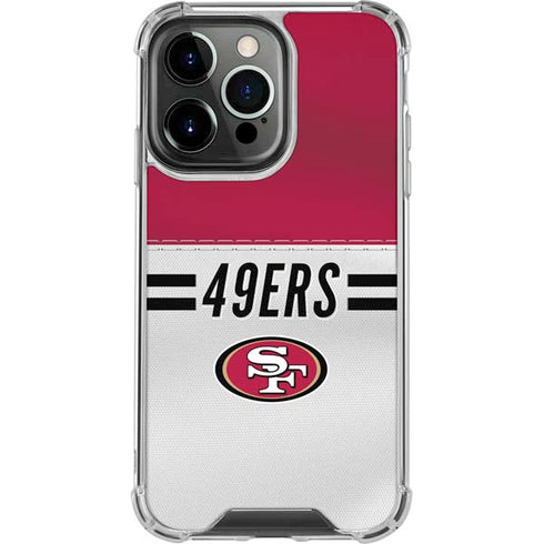 NFL San Francisco 49ers White Striped iPhone 15 Pro Clear Case