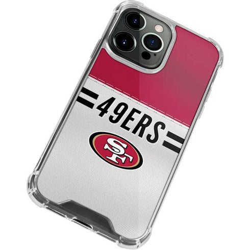NFL San Francisco 49ers White Striped iPhone 15 Pro Clear Case