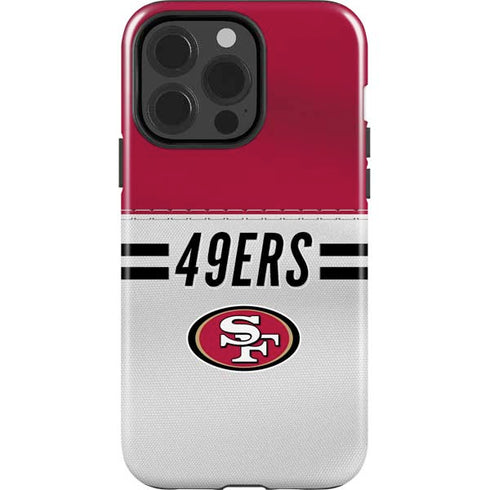NFL San Francisco 49ers White Striped iPhone 15 Pro Impact Case