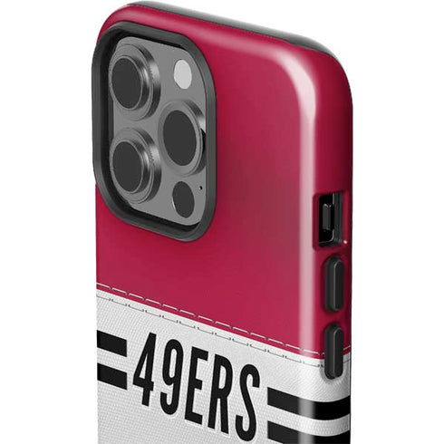NFL San Francisco 49ers White Striped iPhone 15 Pro Impact Case