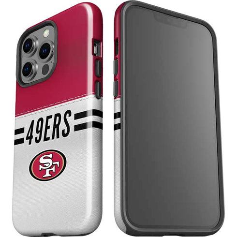NFL San Francisco 49ers White Striped iPhone 14 Pro Impact Case