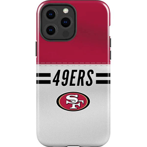 NFL San Francisco 49ers White Striped iPhone 15 Pro Max Impact Case