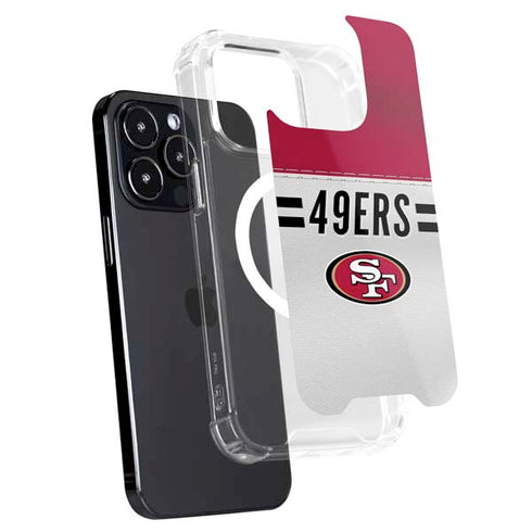 NFL San Francisco 49ers White Striped iPhone 15 Pro Max MagSafe Case