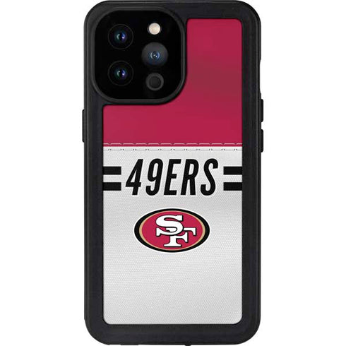 NFL San Francisco 49ers White Striped iPhone 14 Pro Max Waterproof Case