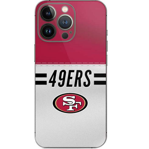 NFL San Francisco 49ers White Striped iPhone 15 Pro Skin