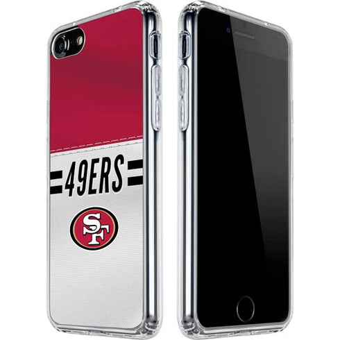 NFL San Francisco 49ers White Striped iPhone SE (2nd & 3rd Gen) Clear Case