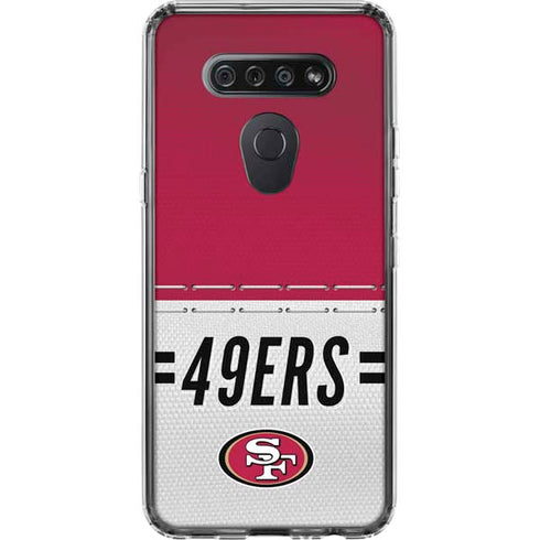 NFL San Francisco 49ers White Striped LG K51/Q51 Clear Case