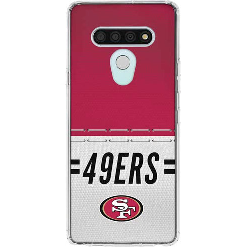 NFL San Francisco 49ers White Striped LG Stylo 6 Clear Case