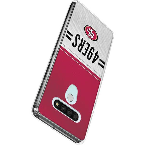 NFL San Francisco 49ers White Striped LG Stylo 6 Clear Case