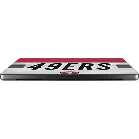 NFL San Francisco 49ers White Striped MacBook Pro 14in (2021-24) Skin