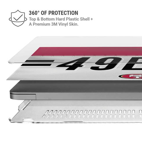 NFL San Francisco 49ers White Striped MacBook Pro 16in (2021-25) Case plus Skin