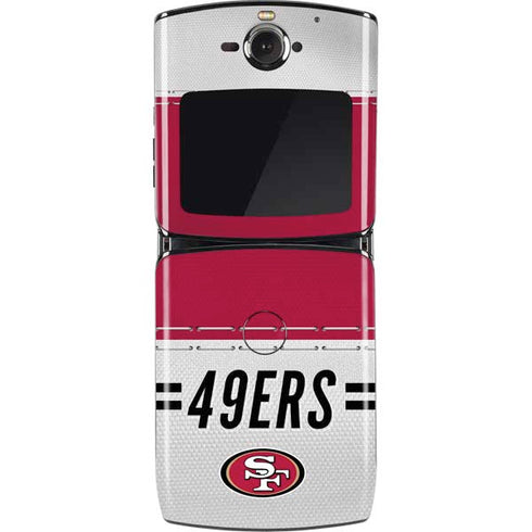 NFL San Francisco 49ers White Striped Motorola RAZR Skin