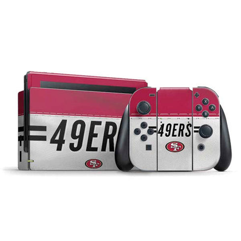 NFL San Francisco 49ers White Striped Nintendo Switch Bundle Skin