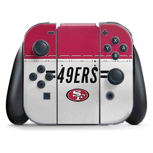 NFL San Francisco 49ers White Striped Nintendo Switch (2017-2021) Joy-Con Controller Skin
