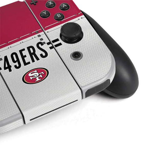 NFL San Francisco 49ers White Striped Nintendo Switch OLED (2021) Skin