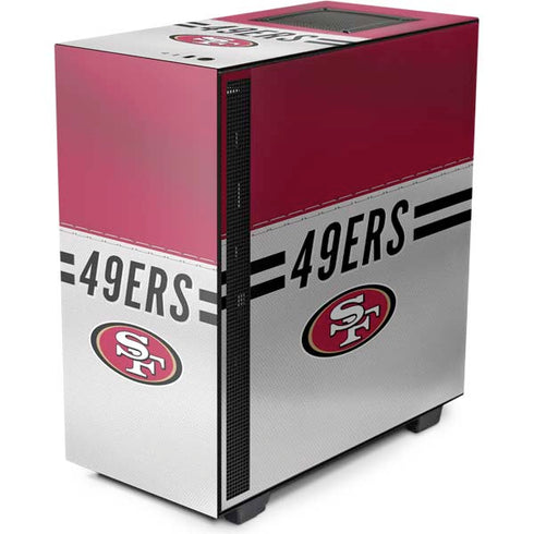NFL San Francisco 49ers White Striped NZXT H510 Compact ATX Mid-Tower Case Skin