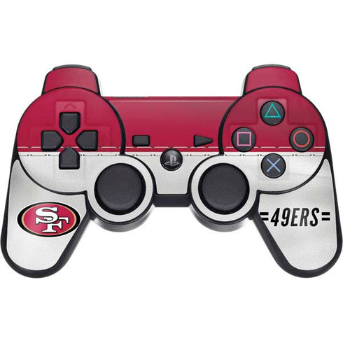 NFL San Francisco 49ers White Striped PS3 Dual Shock wireless controller Skin