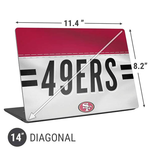 NFL San Francisco 49ers White Striped Universal Laptop 14in (11.4 x 8.2in) Skin