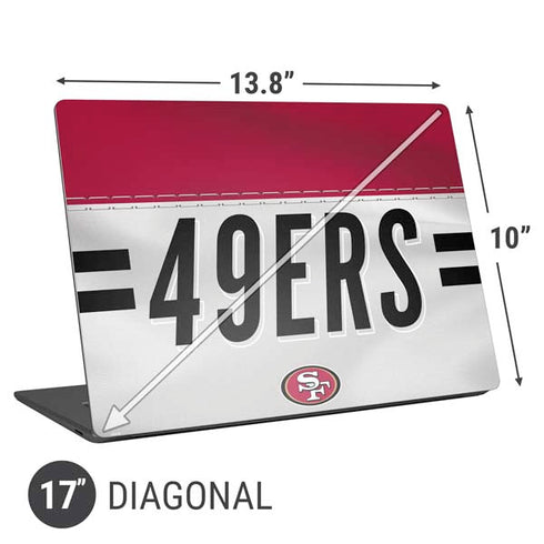 NFL San Francisco 49ers White Striped Universal Laptop 17in (13.8 x 10in) Skin
