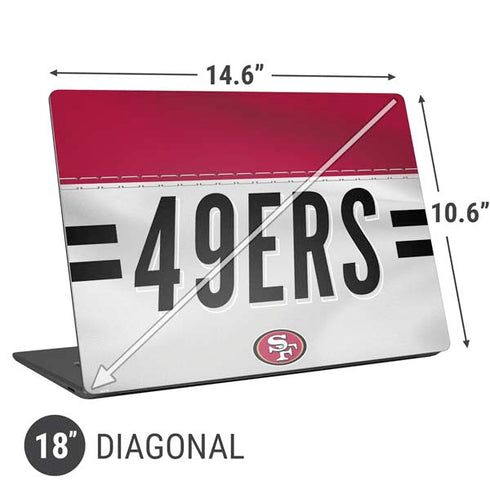 NFL San Francisco 49ers White Striped Universal Laptop 18in (14.6 x 10.6in) Skin