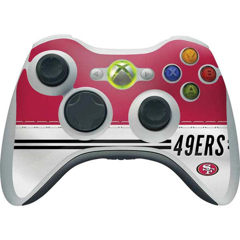 NFL San Francisco 49ers White Striped Xbox 360 Wireless Controller Skin