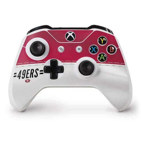 NFL San Francisco 49ers White Striped Xbox One S Controller Skin