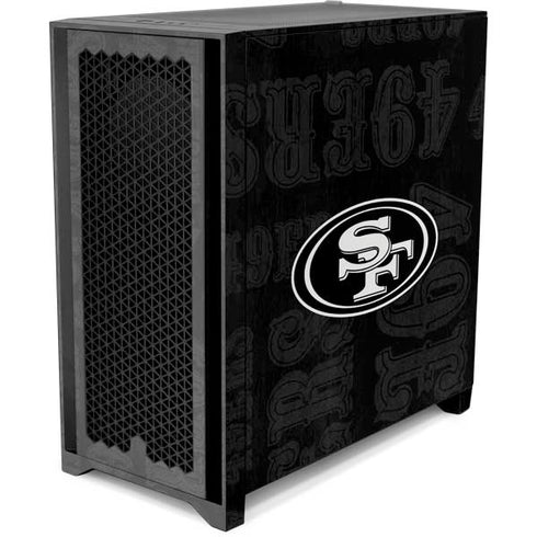 NFL San Franciso 49ers Black & White Corsair 4000D Tempered Glass Mid-Tower ATX Case Skin