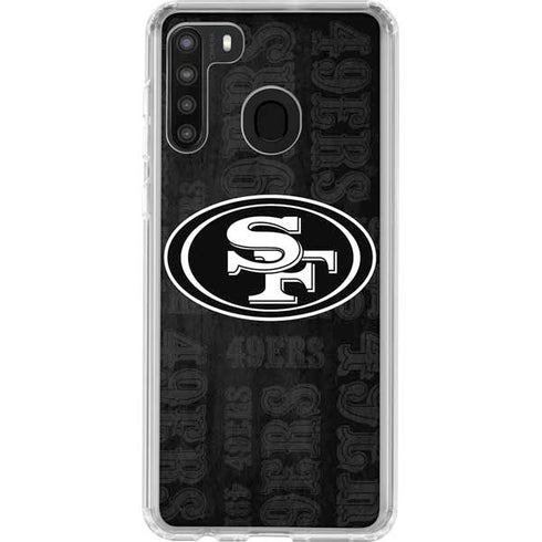 NFL San Franciso 49ers Black & White Galaxy A21 Clear Case