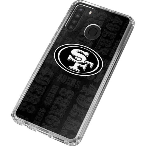NFL San Franciso 49ers Black & White Galaxy A21 Clear Case