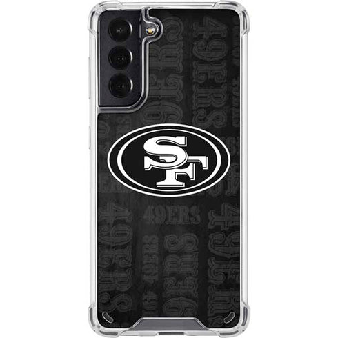 NFL San Franciso 49ers Black & White Galaxy S21 5G Clear Case