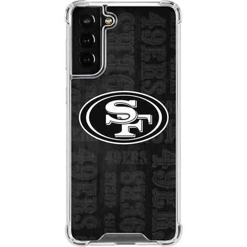 NFL San Franciso 49ers Black & White Galaxy S21 FE Clear Case