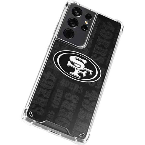 NFL San Franciso 49ers Black & White Galaxy S21 Ultra 5G Clear Case