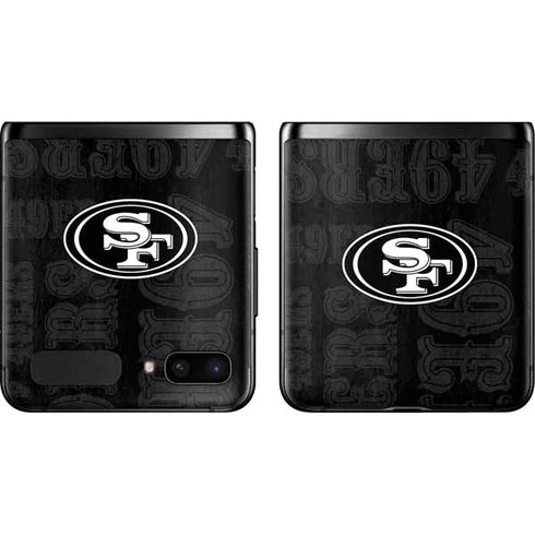 NFL San Franciso 49ers Black & White Galaxy Z Flip Skin