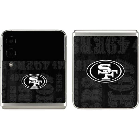 NFL San Franciso 49ers Black & White Galaxy Z Flip3 5G Skin