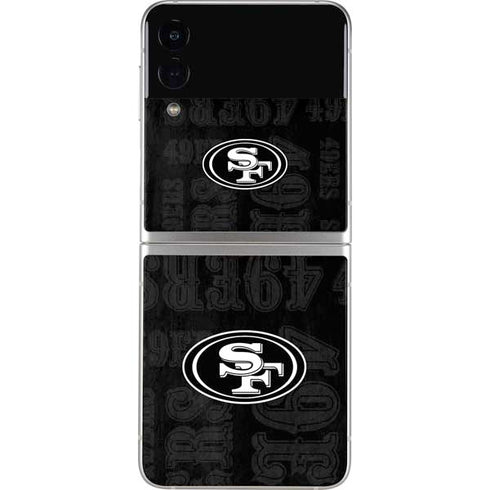 NFL San Franciso 49ers Black & White Galaxy Z Flip3 5G Skin