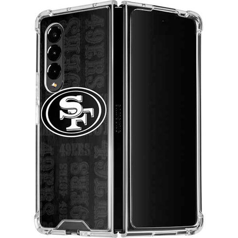 NFL San Franciso 49ers Black & White Galaxy Z Fold4 5G Clear Case