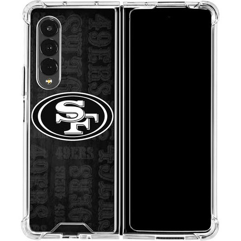 NFL San Franciso 49ers Black & White Galaxy Z Fold4 5G Clear Case